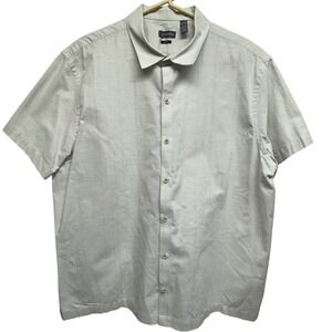 Van Heusen Mens Slim Fit Short Sleeve Button Down Shirt XL Tan Textured